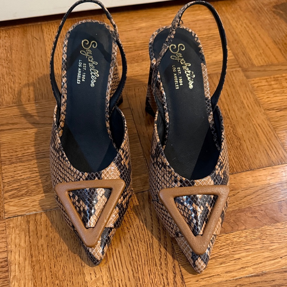Seychelles Women's Brown Snakeskin Slingback Heels
